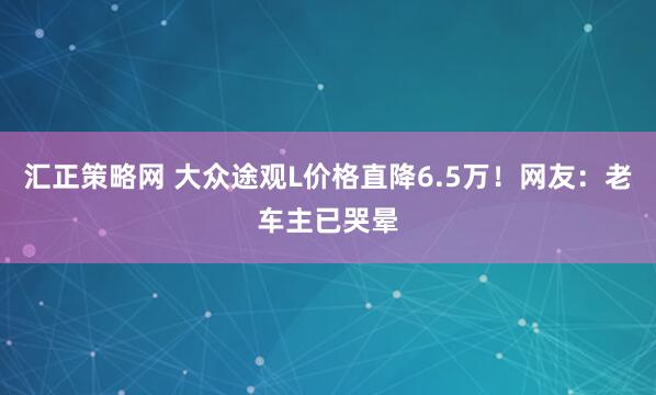 汇正策略网 大众途观L价格直降6.5万！网友：老车主已哭晕